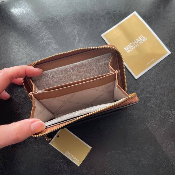 NWT Michael Kors Jet Set Small Leather Wallet Card Case Snake Pattern - Picture 7 of 11